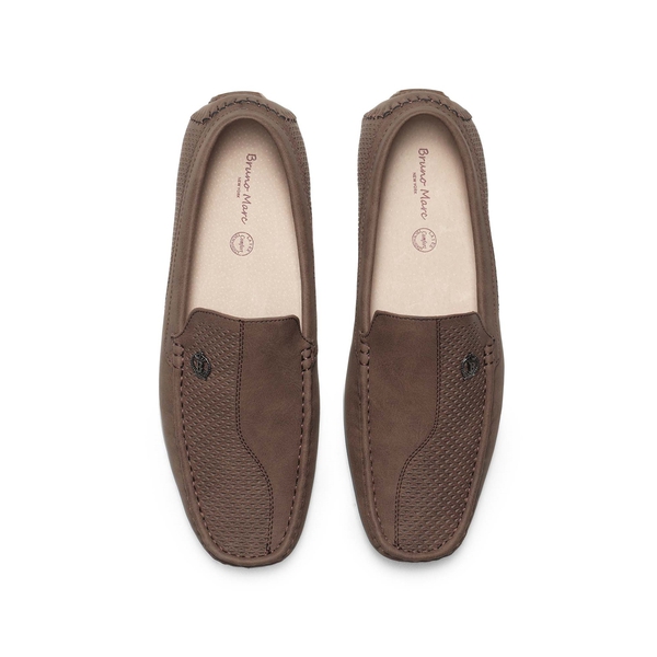 Men's Vegan Leather Slip-On Casual Loafers - BROWN - 4